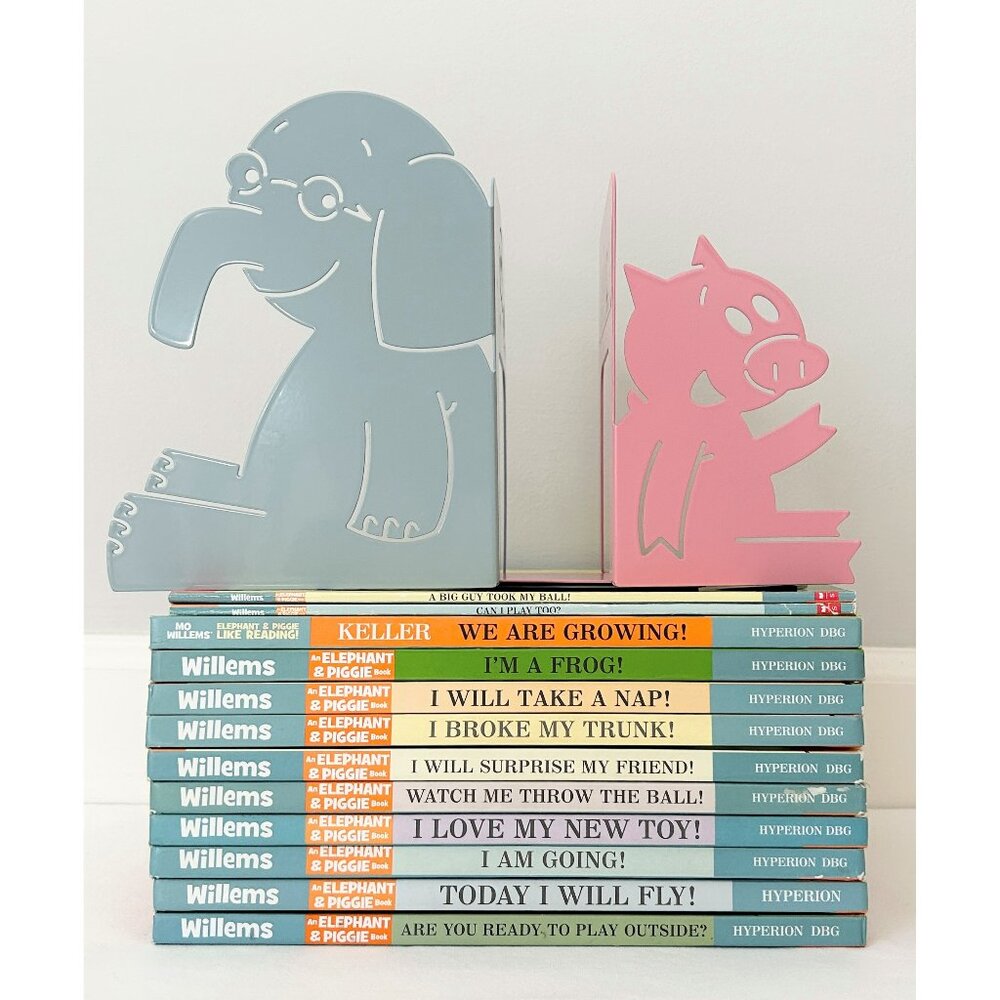 Children’s Lot of 12 MO WILLEMS Elephant & Piggie Books and Metal Bookends